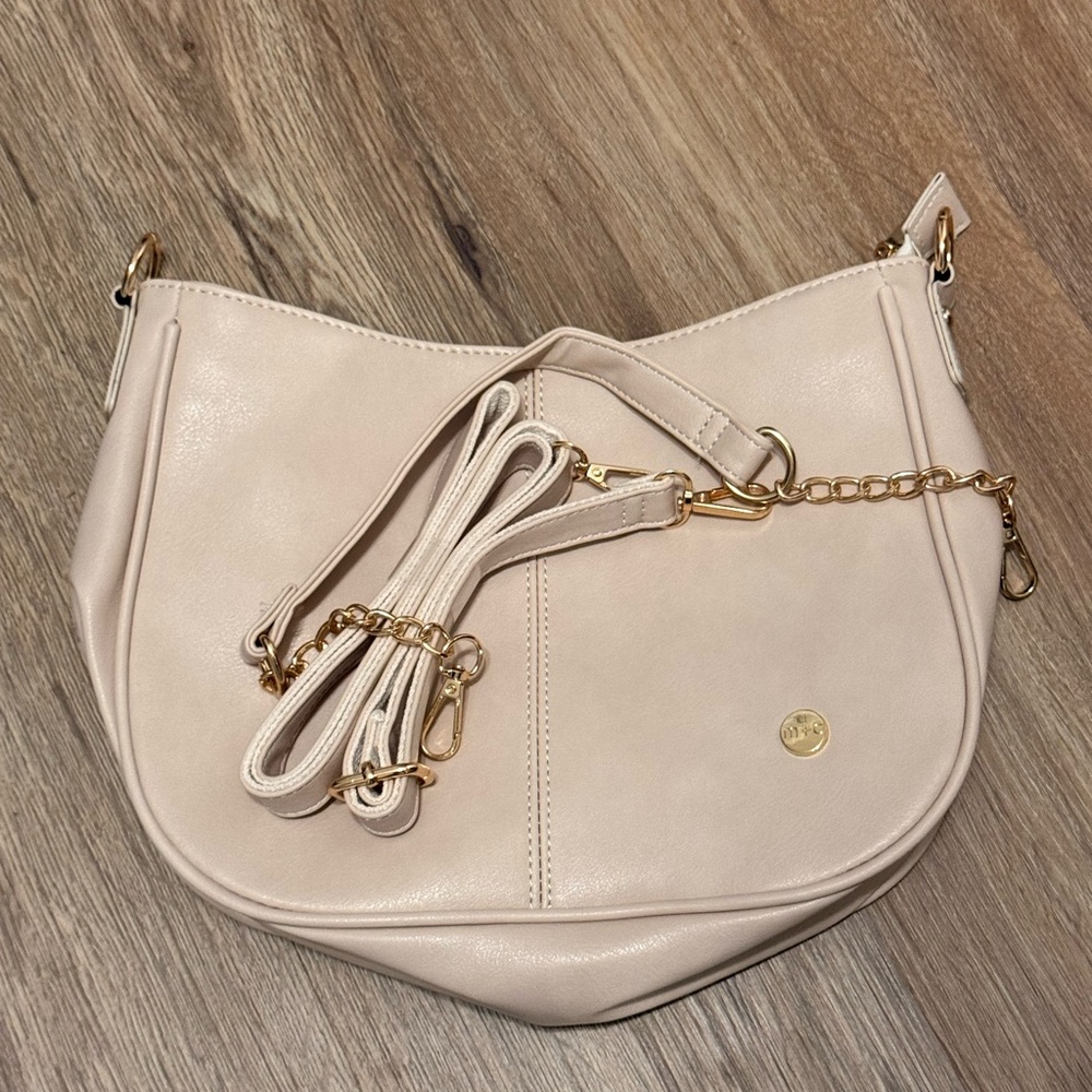 Chic Cream Crossbody Bag with Gold Accents